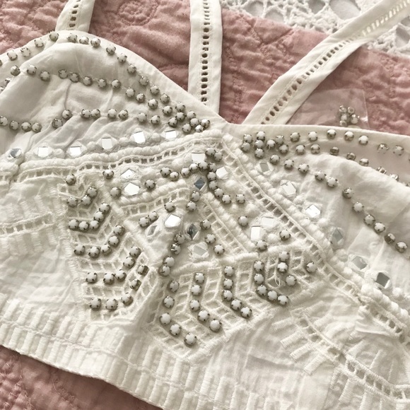 Two-Piece Set Beaded/Embellished Blouse & Skirt - Picture 8 of 8